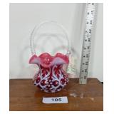 Fenton Country Cranberry Spanish Lace Basket
