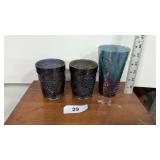 (3) Carnival Glasses - Grape Pattern