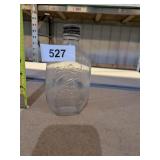 Old Quaker Embossed Whiskey Bottle w/ Metal Lid