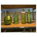 Vintage Green Glass Jug & Bottles