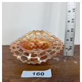 Fenton Marigold Basketweave Carnival Glass Dish