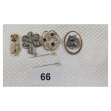 Vintage Brooches & (2) Hat Pins