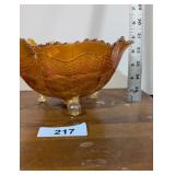 Footed Marigold Carnival Glass Bowl