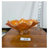 Grape and Cable Carnival Glass Footed Bowl