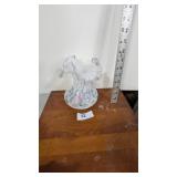 Fenton White Diamond Optic Trellis Ruffle Vase
