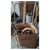Granny Cart, Flower Pots, Cleaning Brush &