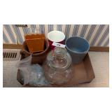 Large Glass Canister, Vase Filler & Vases