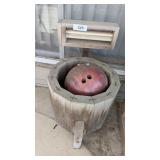 Hand Crafted Wood Flower Planter & Bowling Ball