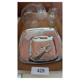 Two Tiered Chrome Tray + (2) Jars