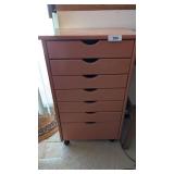 Seven Drawer Wood Organizer on Wheels