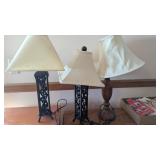 (2) Matching Table Lamps + Lamp w/ Metal Base