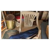 Plastic Lawn Chair, Side Table & Bag Chair