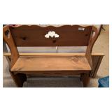 Primitive Style Wood Bench w/ Heart Cutouts