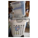 Laundry Basket w/ Small Plastic Storage Boxes +