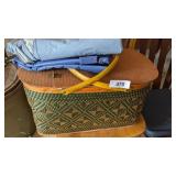 Vintage Picnic Basket w/ Some Picnic Supplies