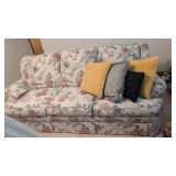 Floral Sleeper Sofa w/ Throw Pillows