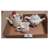 (2) Tea Pots & A Creamer