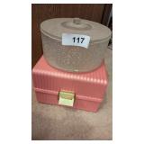 Pink Makeup Case & Vintage Container