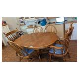 Oval Oak Table w/ (2) Captains Chairs &