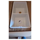 Cast White Double Bowl Sink - 33x18x8