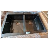 Double Stainless Steel Gunmetal Sink - 33x22x8