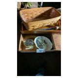 Longaberger Basket, Wood Serving Tray, & Other