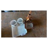 Soap Dish, (2) Cornelius Farm Supply Mugs &