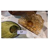 Vintage L.E. Smith Moon & Stars Amber Banana Boat,