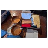 (2) Wooden Bowls, Pot Holders, & Other