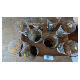 (8) Libbey Amber Tint Flower Design Glasses