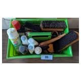 Plastic Caddy w/ Shoe Polishing Items