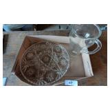 Glass Pitcher & Star of David Relish Plate