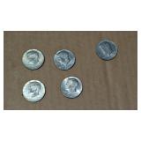 (5) Kennedy Half Dollars