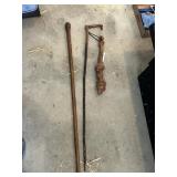 Knotted Wood Approx. 15" L & (2) Canes