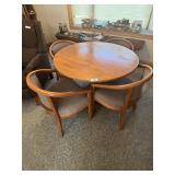 Oak Table w/ (4) Barrel Chairs