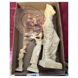 Figurines, Pink Depression Glass & Book