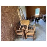 (4) School Chairs + (1) Wooden Dining Chair