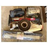 Leather Gloves, Bike Pump, Tin Can & Other