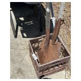 Milk Crate + Assorted Shovels - Varied Condition