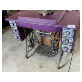 Singer Treadle Sewing Machine Painted Purple &