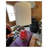 Vintage Red Globe Table Lamp