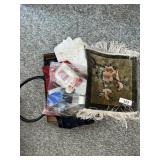 Purse, Sewing Items, Scarf & Table Rug