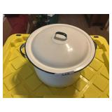 White Enamelware Stock Pot -**