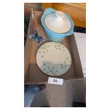 Glass Cross, Plate, & Bowl -*