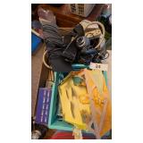 Plastic Basket, Cords, CDs & Other