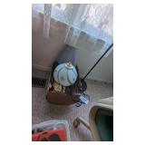 (2) Table Lamps, Wooden Basket, & Floor Lamp