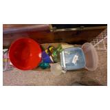Plastic Containers Cups, Pitcher, Strainer