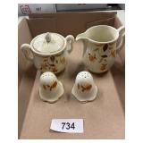 Jewel Tea Creamer & Sugar + (2) Pepper Shakers