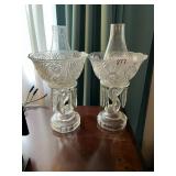 (2) Clear Glass Fish Candle Holders w/ Other