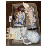 Angel Figurines, Small Pitcher & Glassware